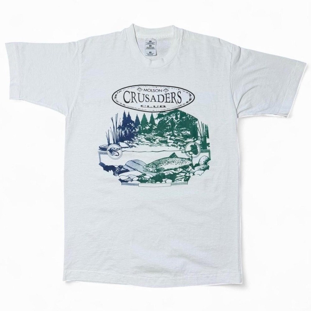 Vintage 90s Molson Canadian Crusaders Club Beer Fishing Sports T-shirt Medium